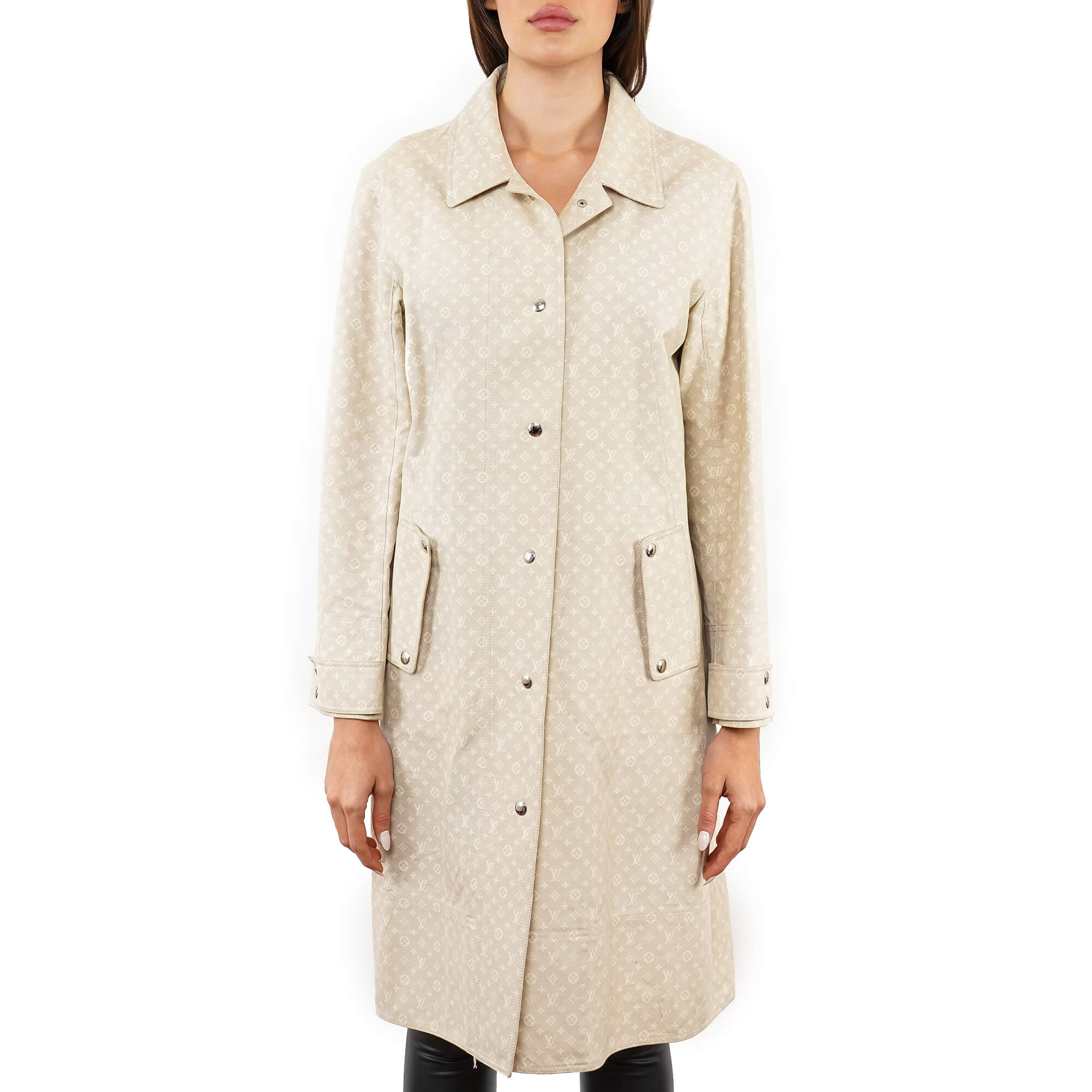 Louis Vuitton - Beige Cotton Mini Lin Trench Coat 